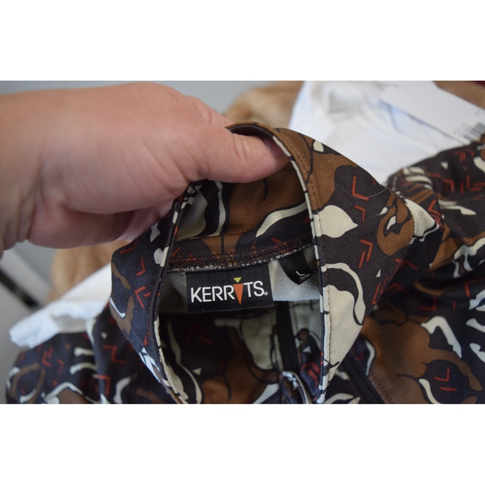 Kerrits Horse Print 1/4 Zip Shirt Large Brown Multi Equestrian Women Long Sleeve - Picture 4 of 5
